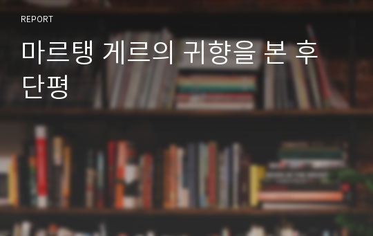 마르탱 게르의 귀향을 본 후 단평