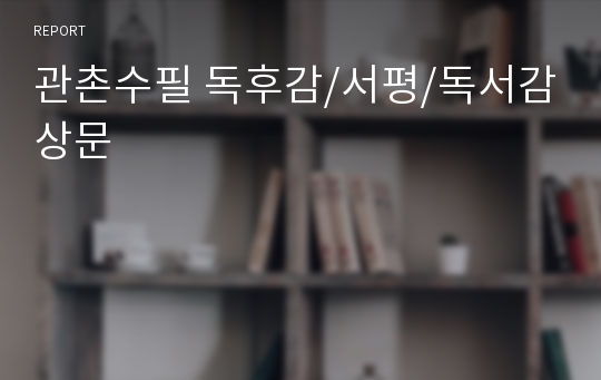 관촌수필 독후감/서평/독서감상문