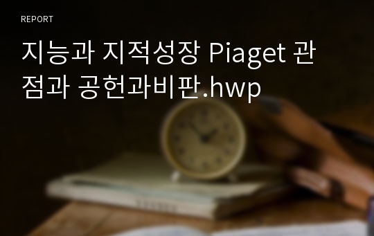 지능과 지적성장 Piaget 관점과 공헌과비판.hwp