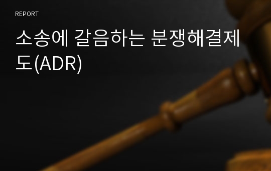 소송에 갈음하는 분쟁해결제도(ADR)