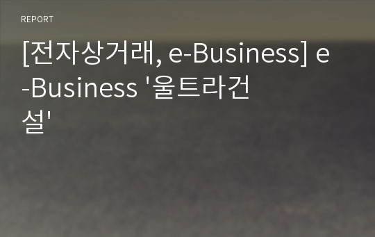 [전자상거래, e-Business] e-Business &#039;울트라건설&#039;