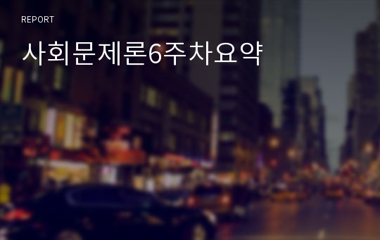 사회문제론6주차요약