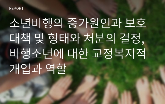 소년비행의 증가원인과 보호대책 및 형태와 처분의 결정, 비행소년에 대한 교정복지적 개입과 역할