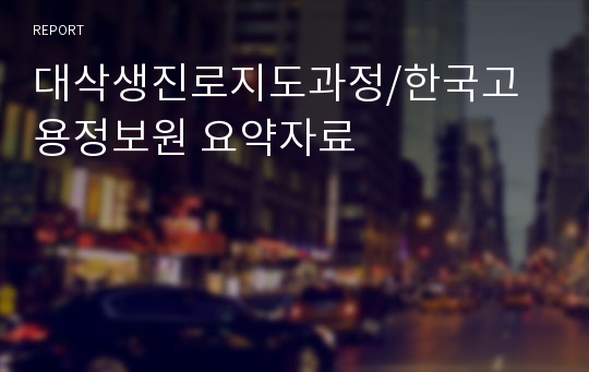 대삭생진로지도과정/한국고용정보원 요약자료