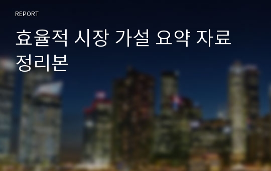 효율적 시장 가설 요약 자료 정리본