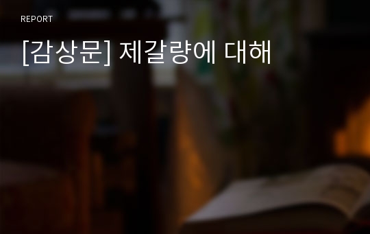 [감상문] 제갈량에 대해