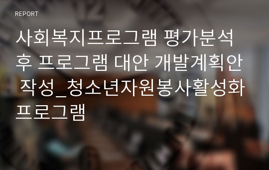 사회복지프로그램 평가분석 후 프로그램 대안 개발계획안 작성_청소년자원봉사활성화프로그램