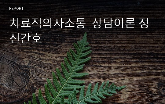 치료적의사소통  상담이론 정신간호