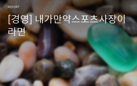 [경영] 내가만약스포츠사장이라면