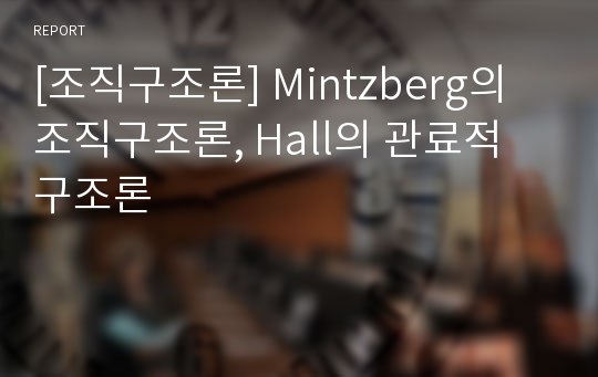 [조직구조론] Mintzberg의 조직구조론, Hall의 관료적 구조론