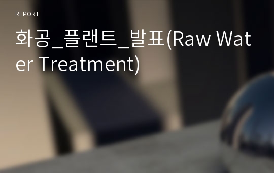 화공_플랜트_발표(Raw Water Treatment)