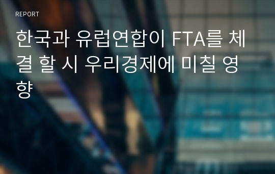 한국과 유럽연합이 FTA를 체결 할 시 우리경제에 미칠 영향