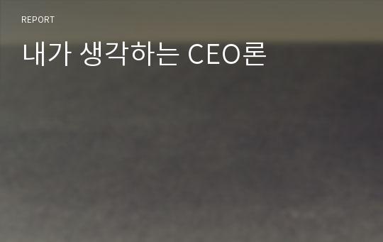 내가 생각하는 CEO론