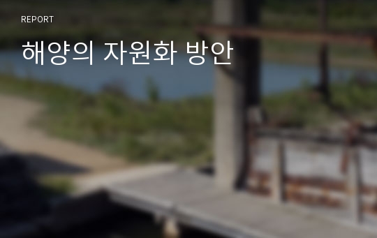 해양의 자원화 방안