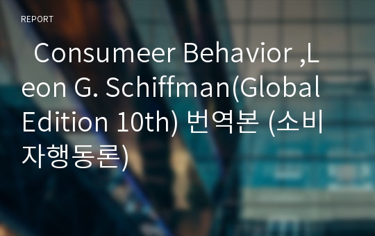   Consumeer Behavior ,Leon G. Schiffman(Global Edition 10th) 번역본 (소비자행동론)