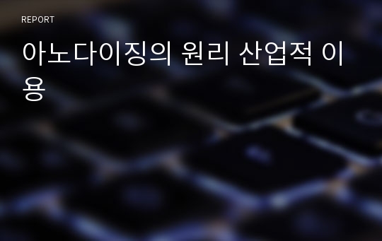 아노다이징의 원리 산업적 이용