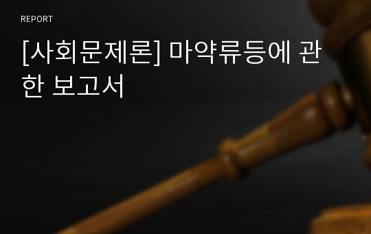 [사회문제론] 마약류등에 관한 보고서