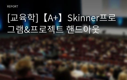 [교육학]【A+】Skinner프로그램&amp;프로젝트 핸드아웃