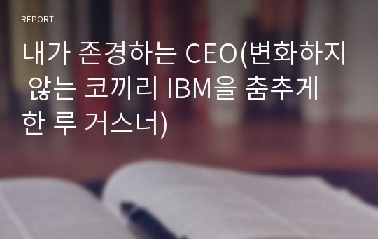 내가 존경하는 CEO(변화하지 않는 코끼리 IBM을 춤추게 한 루 거스너)