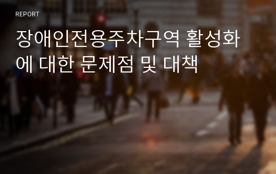 장애인전용주차구역 활성화에 대한 문제점 및 대책