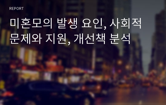 미혼모의 발생 요인, 사회적 문제와 지원, 개선책 분석