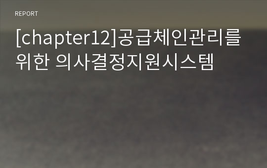 [chapter12]공급체인관리를위한 의사결정지원시스템