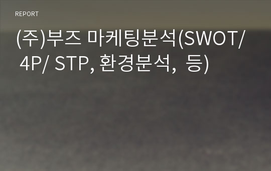 (주)부즈 마케팅분석(SWOT/ 4P/ STP, 환경분석,  등)