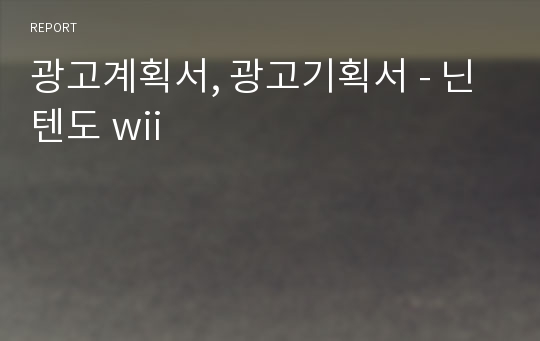 광고계획서, 광고기획서 - 닌텐도 wii