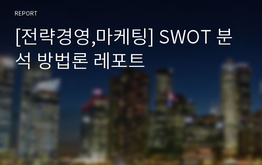 [전략경영,마케팅] SWOT 분석 방법론 레포트