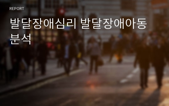 발달장애심리 발달장애아동분석