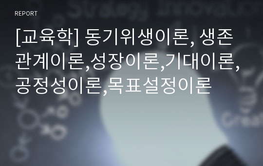 [교육학] 동기위생이론, 생존관계이론,성장이론,기대이론,공정성이론,목표설정이론