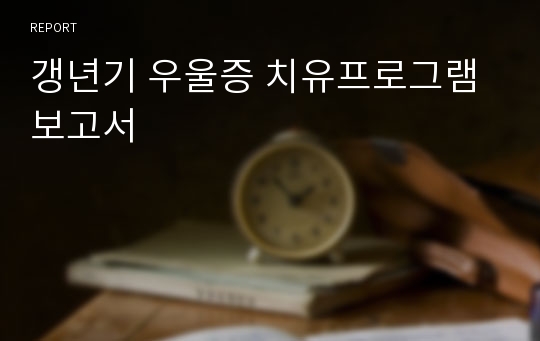 갱년기 우울증 치유프로그램 보고서