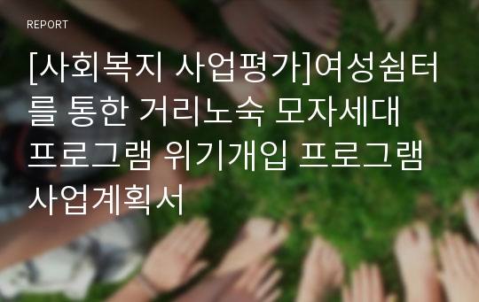 [사회복지 사업평가]여성쉼터를 통한 거리노숙 모자세대 프로그램 위기개입 프로그램 사업계획서