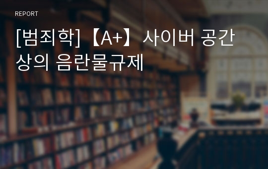 [범죄학]【A+】사이버 공간상의 음란물규제