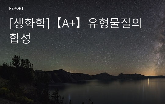 [생화학]【A+】유형물질의 합성