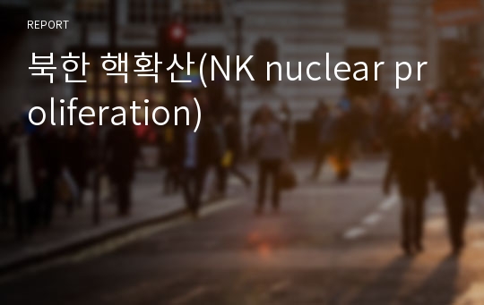 북한 핵확산(NK nuclear proliferation)
