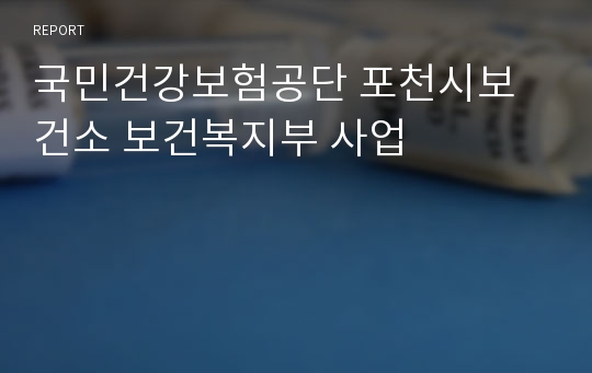 국민건강보험공단 포천시보건소 보건복지부 사업