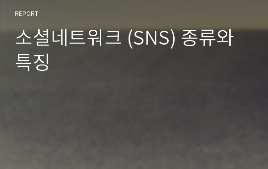 소셜네트워크 (SNS) 종류와 특징