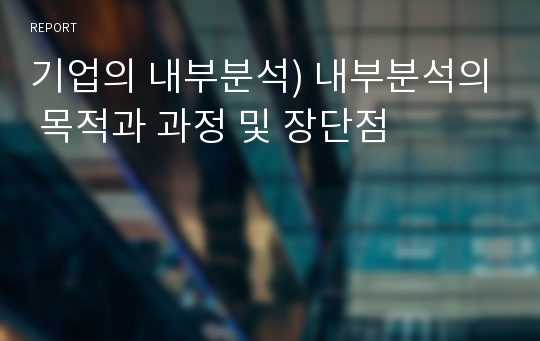 기업의 내부분석) 내부분석의 목적과 과정 및 장단점