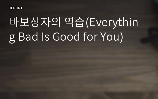 바보상자의 역습(Everything Bad Is Good for You)