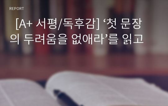   [A+ 서평/독후감] ‘첫 문장의 두려움을 없애라’를 읽고