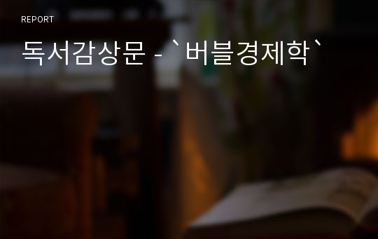 독서감상문 - `버블경제학`