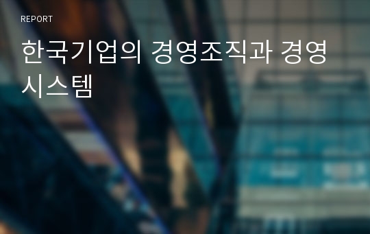 한국기업의 경영조직과 경영시스템