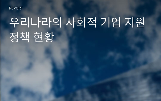 우리나라의 사회적 기업 지원정책 현황