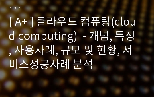 [ A+ ] 클라우드 컴퓨팅(cloud computing)  - 개념, 특징, 사용사례, 규모 및 현황, 서비스성공사례 분석