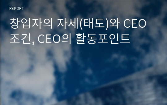 창업자의 자세(태도)와 CEO조건, CEO의 활동포인트