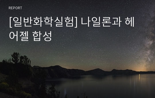 [일반화학실험] 나일론과 헤어젤 합성