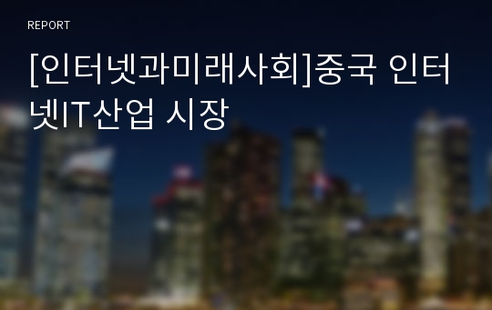 [인터넷과미래사회]중국 인터넷IT산업 시장