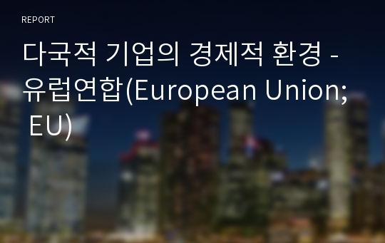 다국적 기업의 경제적 환경 - 유럽연합(European Union; EU)