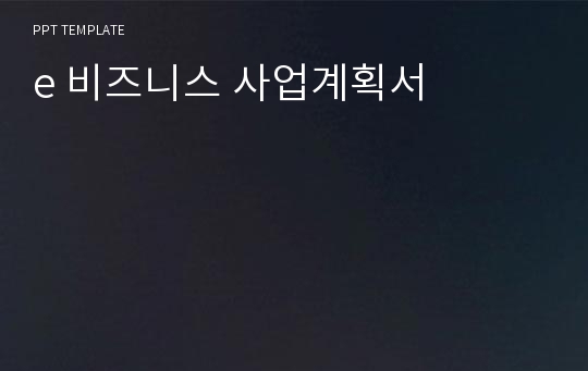 e 비즈니스 사업계획서